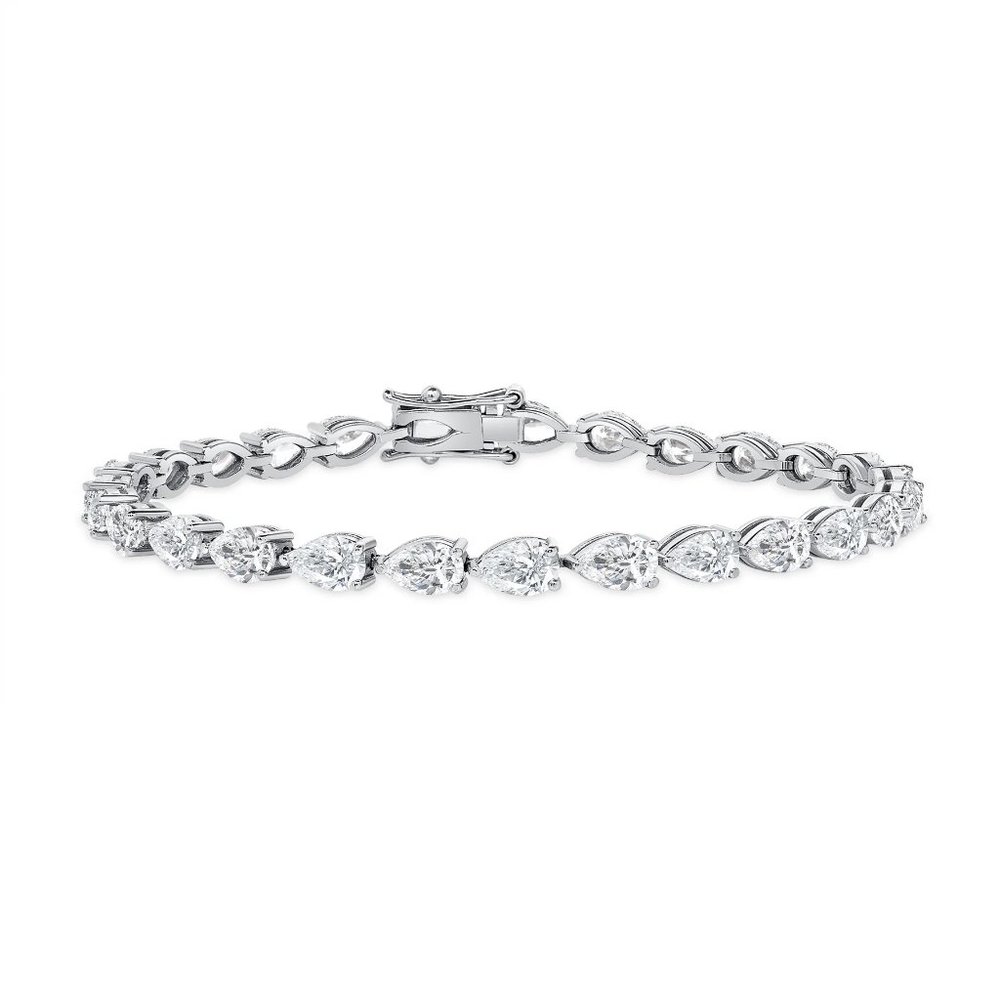 Pear Shaped Diamond 18K White Gold Tennis Bracelet